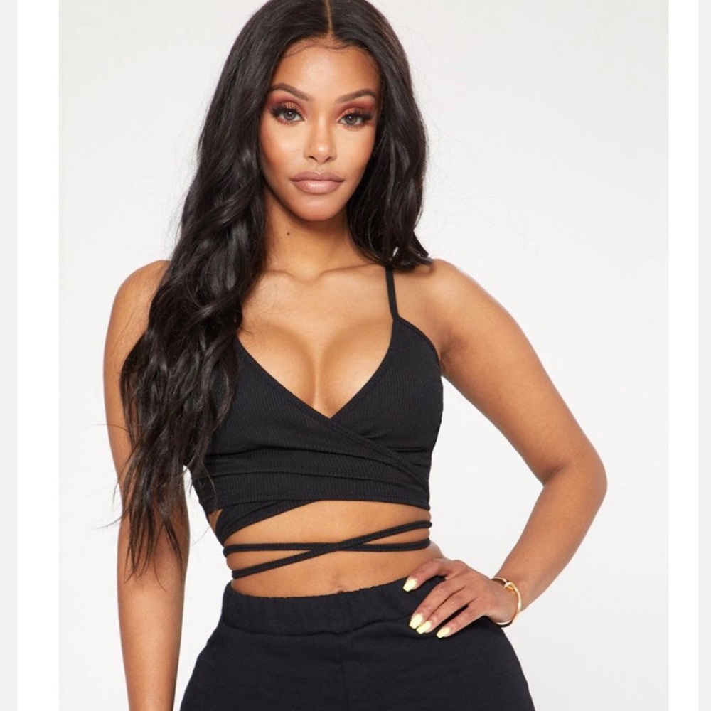Black wrap crop top